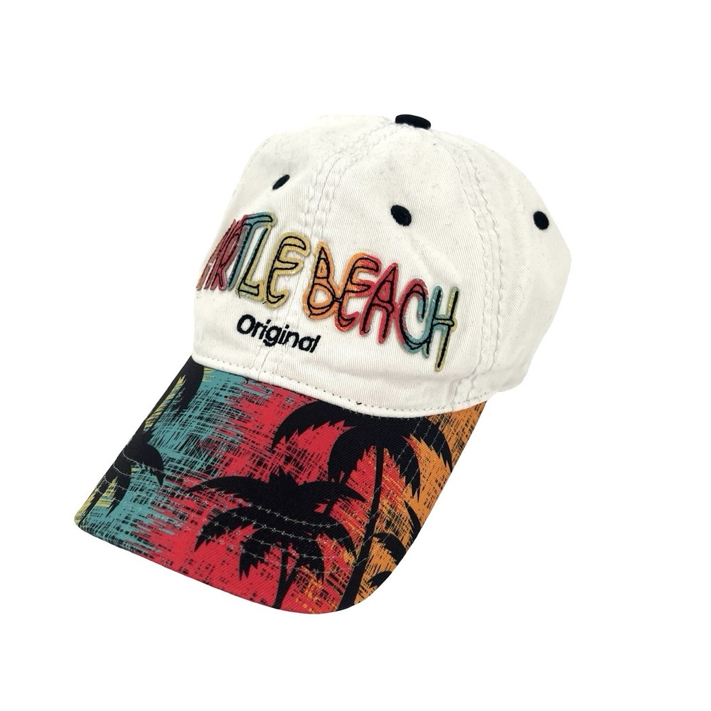 Robin Ruth Myrtle Beach Adjustable Baseball Cap White Multicolor Graphic Print